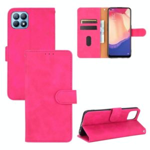 For OPPO Reno4 SE Solid Color Skin Feel Magnetic Buckle Horizontal Flip Calf Texture PU Leather Case with Holder & Card Slots & Wallet(Rose Red) (OEM)