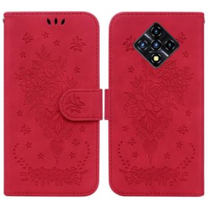 For Infinix Zero 8 X687 Butterfly Rose Embossed Leather Phone Case(Red) (OEM)