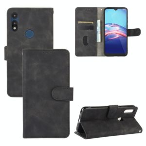 For Motorola Moto E(2020) Solid Color Skin Feel Magnetic Buckle Horizontal Flip Calf Texture PU Leather Case with Holder & Card Slots & Wallet(Black) (OEM)