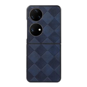 For Huawei P50 Pocket Weave Plaid PU Phone Case(Blue) (OEM)