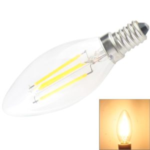 E14 4W Warm White Light 4 COB LED Candle Bulb, 400 LM 2600-3300K LED Filament Light, AC 85-265V (OEM)