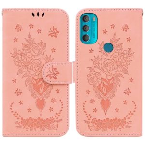 For Motorola Moto G71 Butterfly Rose Embossed Leather Phone Case(Pink) (OEM)