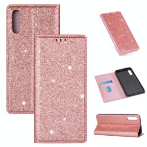 For Samsung Galaxy A70 Ultrathin Glitter Magnetic Horizontal Flip Leather Case with Holder & Card Slots(Rose Gold) (OEM)