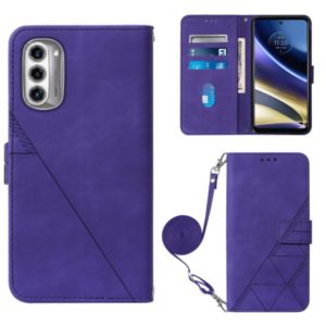 For Motorola Moto G52j 5G Crossbody 3D Embossed Flip Leather Phone Case(Purple) (OEM)