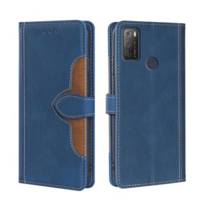 For Alcatel 1S 2021 / 3L 2021 Skin Feel Straw Hat Magnetic Buckle Leather Phone Case(Blue) (OEM)