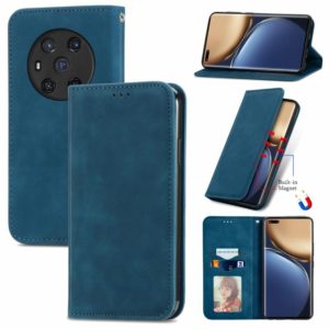 For Honor Magic3 Retro Skin Feel Magnetic Horizontal Flip Leather Phone Case(Blue) (OEM)