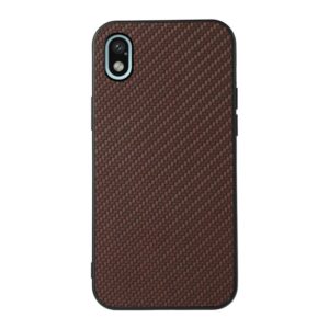 For Sony Xperia Ace III Carbon Fiber Skin PU + PC + TPU Shockprof Protective Phone Case(Brown) (OEM)
