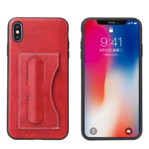 For iPhone XS Max Fierre Shann Full Coverage Protective Leather Case with Holder & Card Slot(Red) (OEM)