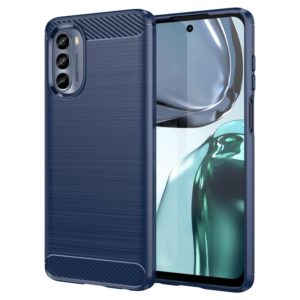 For Motorola Moto G62 5G India Brushed Texture Carbon Fiber TPU Phone Case(Blue) (OEM)