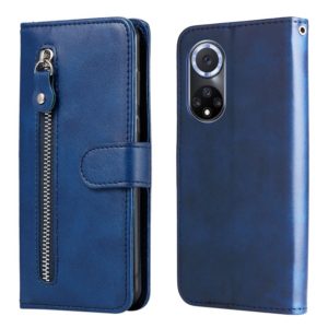 For Huawei nova 9 / Honor 50 5G Calf Texture Zipper Horizontal Flip Leather Phone Case(Blue) (OEM)