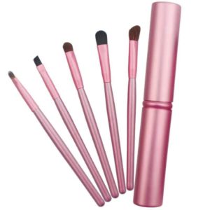 5 PCS Handle Eyes Makeup Brush Set with Aluminum Tube(Pink) (OEM)