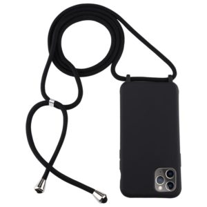 For iPhone 11 Pro Max Candy Color TPU Protective Case with Lanyard(Black) (OEM)