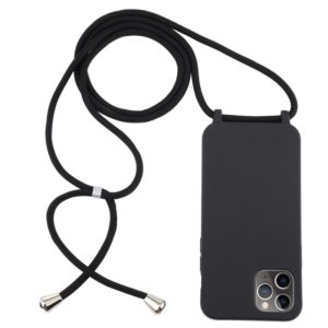 For iPhone 12 Pro Max Candy Colors TPU Protective Case with Lanyard(Black) (OEM)