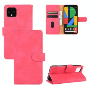 For Google Pixel 4 XL Solid Color Skin Feel Magnetic Buckle Horizontal Flip Calf Texture PU Leather Case with Holder & Card Slots & Wallet(Rose Red) (OEM)