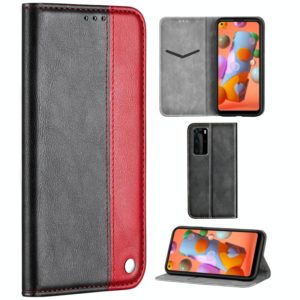 For Galaxy A11 Business Solid Color Stitching Multifunctional Horizontal Flip Leather Case with Bracket & Card Slots(Red) (OEM)