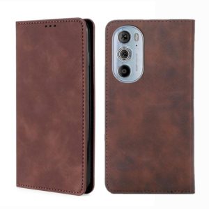 For Motorola Moto Edge+ 2022/Edge 30 Pro Skin Feel Magnetic Horizontal Flip Leather Phone Case(Dark Brown) (OEM)