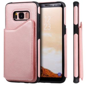 For Galaxy S8 Shockproof Calf Texture Protective Case with Holder & Card Slots & Frame(Rose Gold) (OEM)