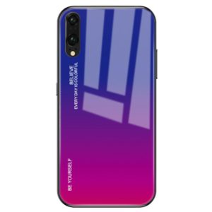 For Huawei P20 Gradient Color Glass Case(Red Blue) (OEM)
