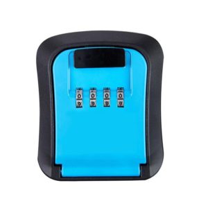Wall-Mounted Key Code Box Construction Site Home Decoration Four-Digit Code Lock Key Box(Blue) (OEM)