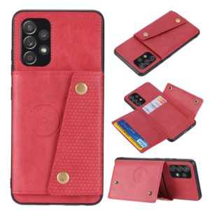 For Samsung Galaxy A32 4G Double Buckle PU + TPU Shockproof Magnetic Protective Case with Card Slot & Holder(Red) (OEM)