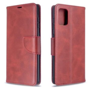 For Galaxy A71 Retro Lambskin Texture Pure Color Horizontal Flip PU Leather Case with Holder & Card Slots & Wallet & Lanyard(Red) (OEM)