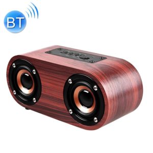 Q8 Bluetooth 4.2 Classic Wooden Double Horns Bluetooth Speaker(Red Wood Texture) (OEM)