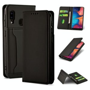 For Samsung Galaxy A20e Strong Magnetism Liquid Feel Horizontal Flip Leather Case with Holder & Card Slots & Wallet(Black) (OEM)