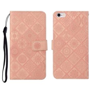 Ethnic Style Embossed Pattern Horizontal Flip Leather Case with Holder & Card Slots & Wallet & Lanyard For iPhone 6(Pink) (OEM)
