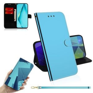 For Huawei P40 lite Imitated Mirror Surface Horizontal Flip Leather Case with Holder & Card Slots & Wallet & Lanyard(Blue) (OEM)