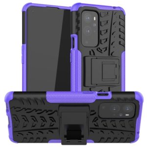 For OnePlus 9 Pro Tire Texture Shockproof TPU+PC Protective Case with Holder(Purple) (OEM)