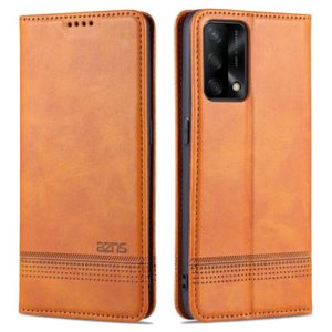 For OPPO A74 4G / F19 AZNS Magnetic Calf Texture Horizontal Flip Leather Case with Card Slots & Holder & Wallet(Light Brown) (AZNS) (OEM)