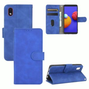 For Samsung Galaxy M01 Core / A01 Core Solid Color Skin Feel Magnetic Buckle Horizontal Flip Calf Texture PU Leather Case with Holder & Card Slots & Wallet(Blue) (OEM)