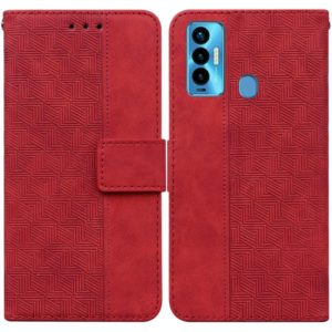 For Tecno Camon 18i Geometric Embossed Leather Phone Case(Red) (OEM)