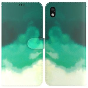 For Sony Xperia Ace III Watercolor Pattern Flip Leather Phone Case(Cyan Green) (OEM)