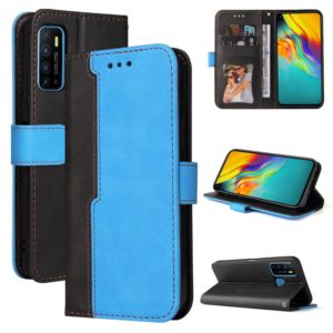 Business Stitching-Color Horizontal Flip PU Leather Case with Holder & Card Slots & Photo Frame For Infinix Hot 9 / Note 7 Lite / X655C / Tecno Camon 15(Blue) (OEM)