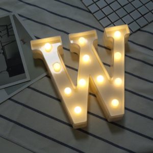 Alphabet W English Letter Shape Decorative Light, Dry Battery Powered Warm White Standing Hanging LED Holiday Light (OEM)