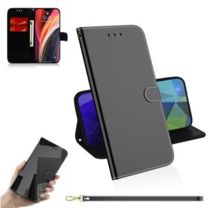 For iPhone 12 Pro Max Imitated Mirror Surface Horizontal Flip Leather Case with Holder & Card Slots & Wallet & Lanyard(Black) (OEM)