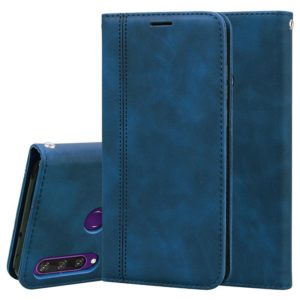 For Huawei Y6p (2020) Frosted Business Magnetic Horizontal Flip PU Leather Case with Holder & Card Slot & Lanyard(Blue) (OEM)