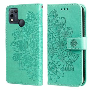 For Infinix Smart 5 / HOT10 Lite 7-petal Flowers Embossing Pattern Horizontal Flip PU Leather Case with Holder & Card Slots & Wallet & Photo Frame(Green) (OEM)