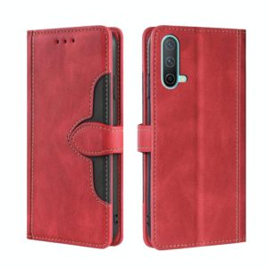 For OnePlus Nord CE 5G Skin Feel Straw Hat Magnetic Buckle Leather Phone Case(Red) (OEM)