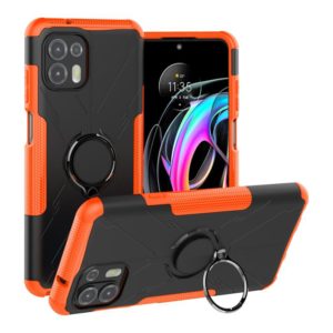 For Motorola Moto Edge 20 Lite Armor Bear Shockproof PC + TPU Phone Protective Case with Ring Holder(Orange) (OEM)
