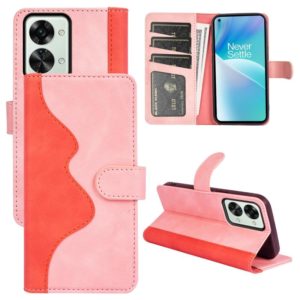 For OnePlus Nord 2T 5G Stitching Horizontal Flip Leather Phone Case(Red) (OEM)