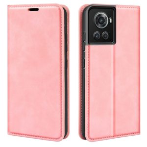 For OnePlus Ace / 10R Retro-skin Magnetic Suction Leather Phone Case(Pink) (OEM)