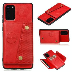 For Samsung Galaxy S20 FE Double Buckle PU + TPU Shockproof Magnetic Protective Case with Card Slot & Holder(Red) (OEM)