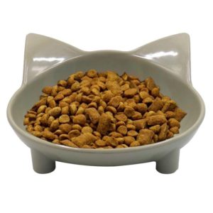 Pet Bowl Non-slip Cute Cat Type Color Cat Bowl Pet Supplies(Gray) (OEM)