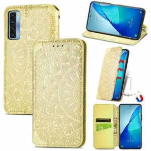 For TCL 20S Blooming Mandala Embossed Pattern Magnetic Horizontal Flip Leather Case with Holder & Card Slots & Wallet(Yellow) (OEM)