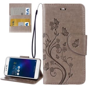 For Asus Zenfone 3 Max / ZC520TL Butterflies Love Flowers Embossing Horizontal Flip Leather Case with Holder & Card Slots & Wallet & Lanyard(Grey) (OEM)