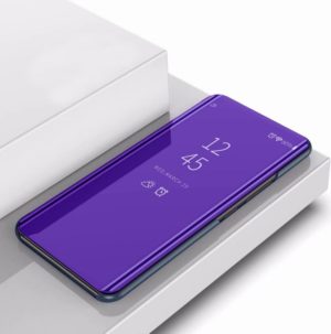 For OnePlus 8 Pro Plated Mirror Horizontal Flip Leather Case with Holder(Purple Blue) (OEM)