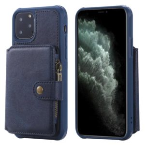 For iPhone 11 Pro Buckle Zipper Shockproof Protective Case with Holder & Card Slots & Wallet & Lanyard & Photos Frames(Blue) (OEM)