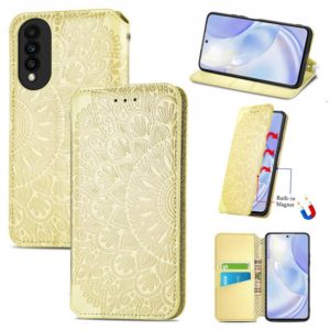 For Huawei nova 8 SE Youth Blooming Mandala Embossed Pattern Magnetic Horizontal Flip Leather Case with Holder & Card Slots & Wallet(Yellow) (OEM)